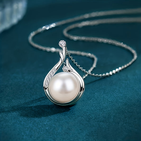 925 Sterling Silver Necklace Platinum Faux Pearl Pendant Niche Fine Clavicle Chain Valentine's Day Gift
