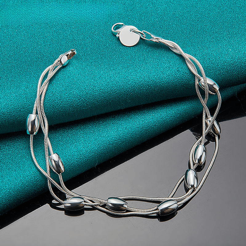 1pc 925 Sterling Silver Multi Layers Thin Chain Bracelet Niche Design Hand Chain Jewelry
