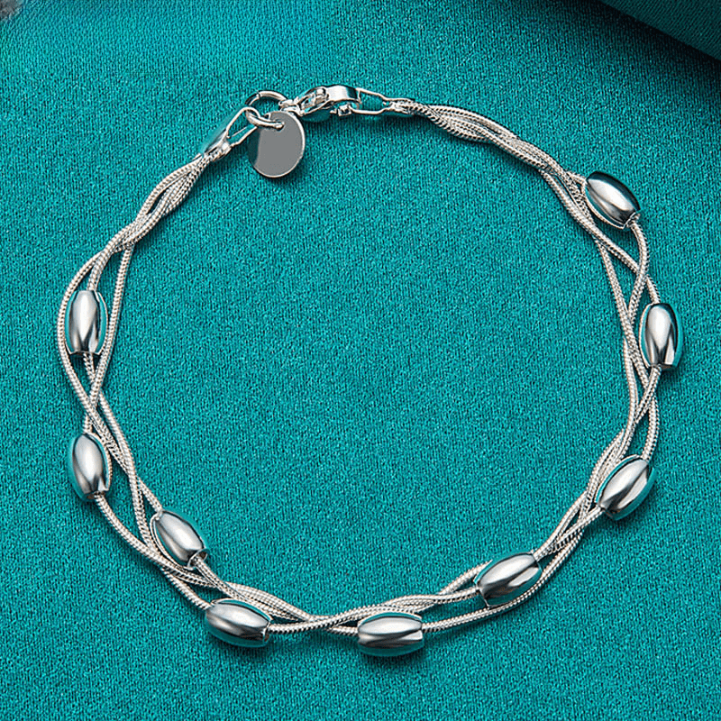 1pc 925 Sterling Silver Multi Layers Thin Chain Bracelet Niche Design Hand Chain Jewelry