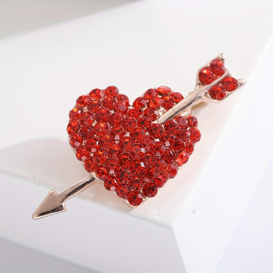 Creative Love Heart Brooch Pin Full Of Shiny Faux Crystal Cardigan Buckle Pin Accessories