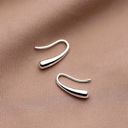Sterling 925 Silver Jewelry Droplet Design Hook Earrings Simple Luxury Style Delicate Gift For Women Girls