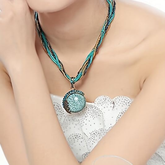 Bohemian Style Turquoise Handmade Pendant Necklace Women's Accessories