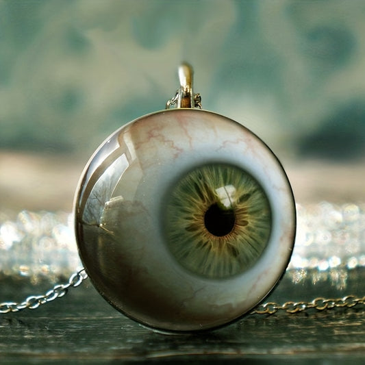 Terrifying White Eyeball Glass Pendant Necklace Women's Halloween Party Favors Jewelry